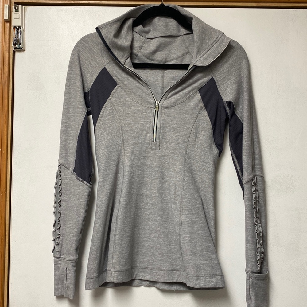 Lululemon Pullover, Ruffled Reflective Sleeves - image 1